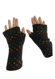 Wool Knit Fleece Lined  Wrist Warmers - Tik Tik Brown