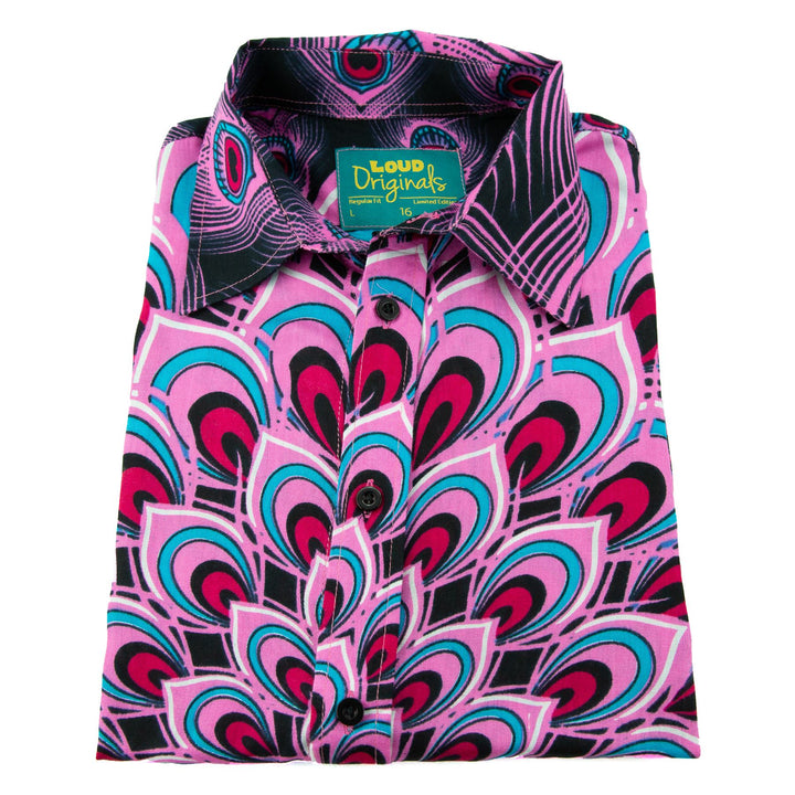 Regular Fit Long Sleeve Shirt - Peacock Mandala - Pink