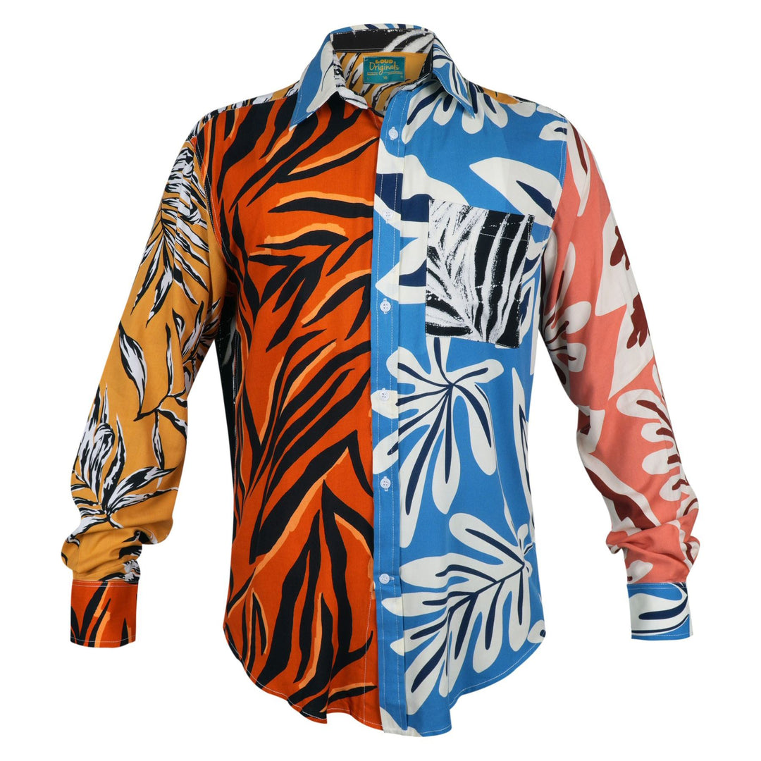 Regular Fit Long Sleeve Shirt - Random Mixed Panel Tropical