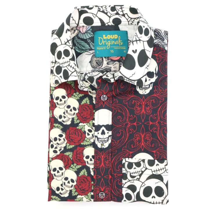 Regular Fit Short Sleeve Shirt - Skull Random Mixed Panel