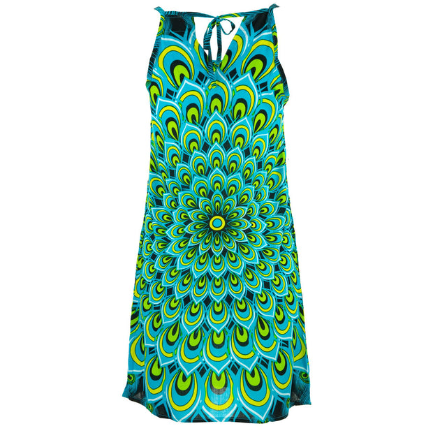 Strappy Dress - Peacock Mandala Blue Lime