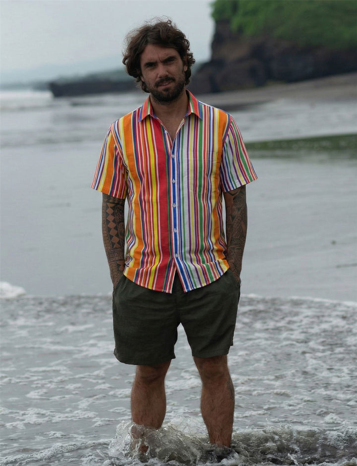 Regular Fit Short Sleeve Shirt - Rainbow Stripe