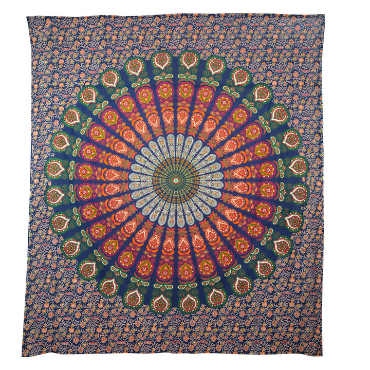 Block Printed Mandala Wall Hanging - Berry Blue