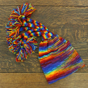 Hand Knitted Beanie Fountain Tassel Hat - SD Rainbow