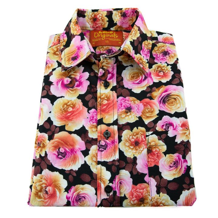 Regular Fit Long Sleeve Shirt - Blooming - Black Pink