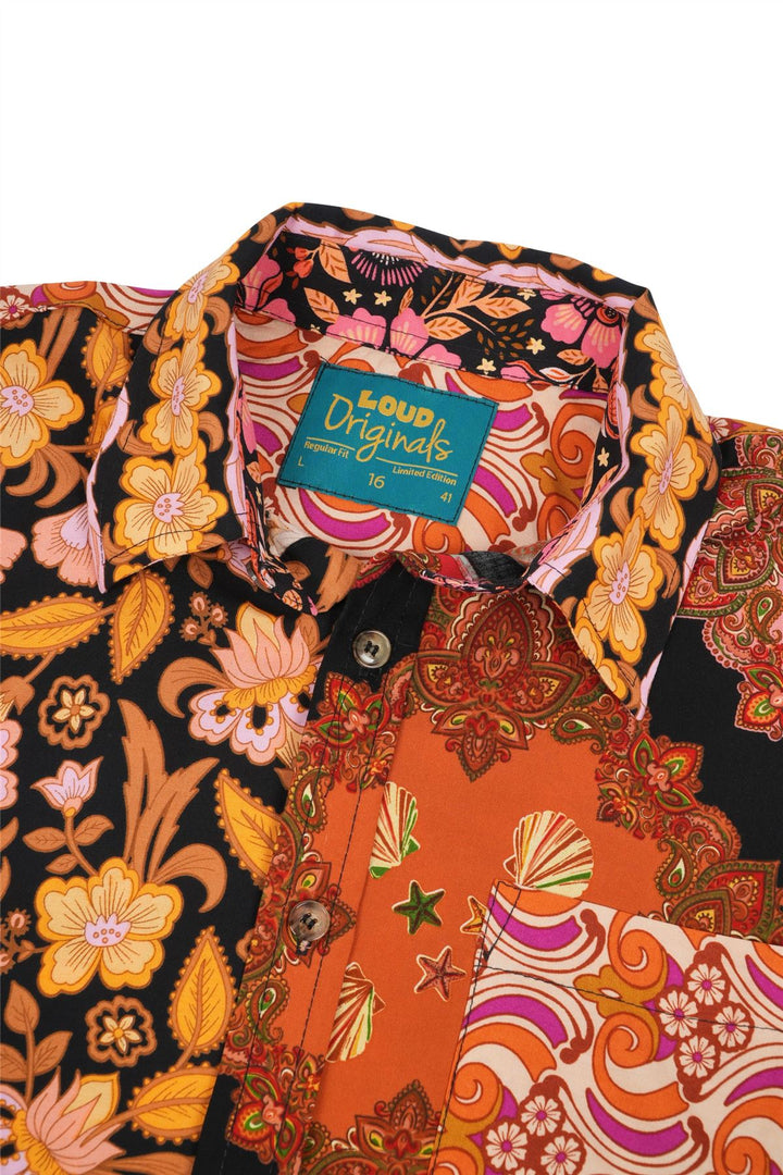 Regular Fit Short Sleeve Shirt - Random Mixed Panel Orange