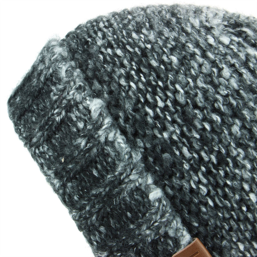 Super Soft Chunky Knit Textured Beanie Hat - Black Grey