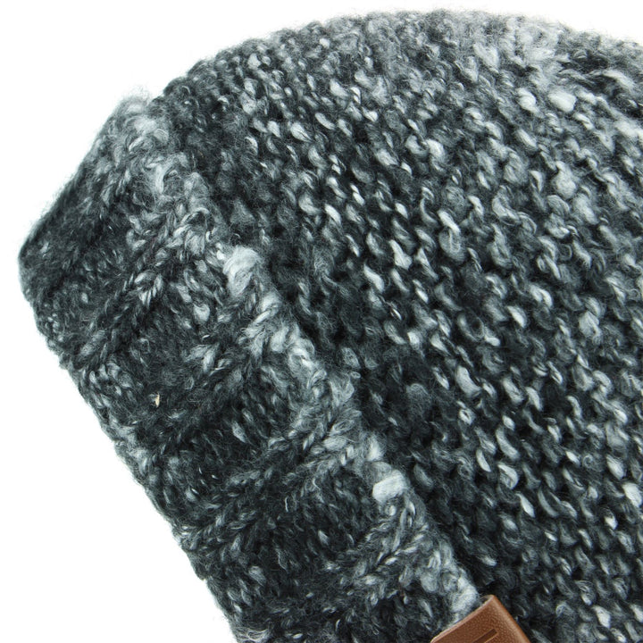 Super Soft Chunky Knit Textured Beanie Hat - Black Grey