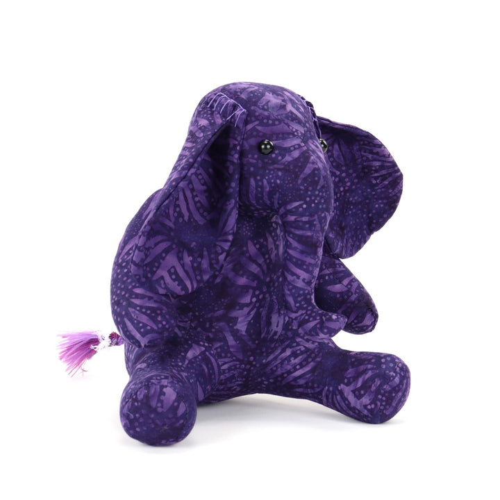 Batik Cotton Friendship Elephant - Purple Leaf