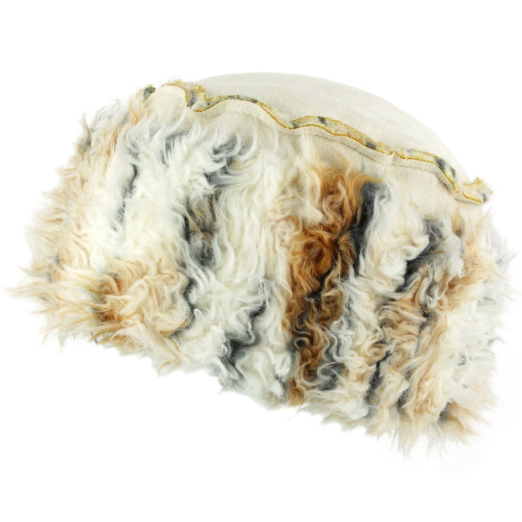 Suede Effect Hat with Faux Fur Cuff and Lining - Cream