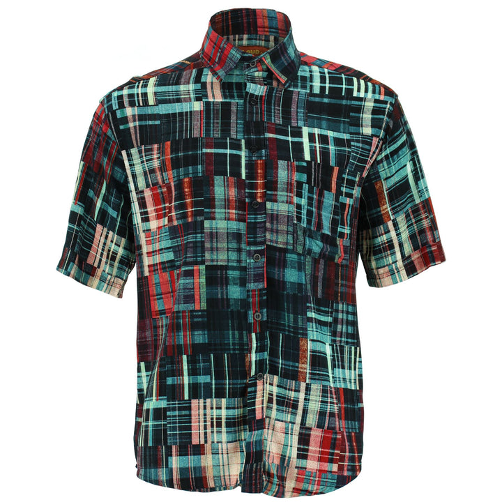 Regular Fit Short Sleeve Shirt - Tartan Patchwork