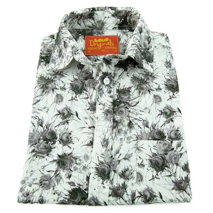 Regular Fit Long Sleeve Shirt - Charcoal Roses
