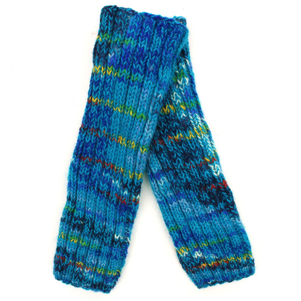 Hand Knitted Wool Leg Warmers - SD Bright Blue Mix