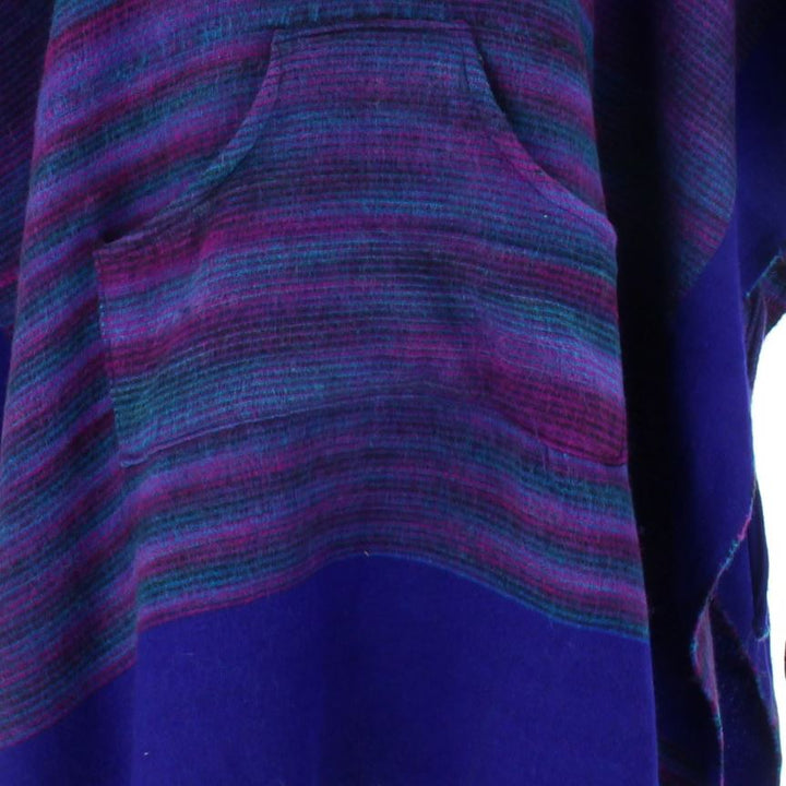 Soft Vegan Wool Hooded Tibet Poncho - Dark Purple Mix