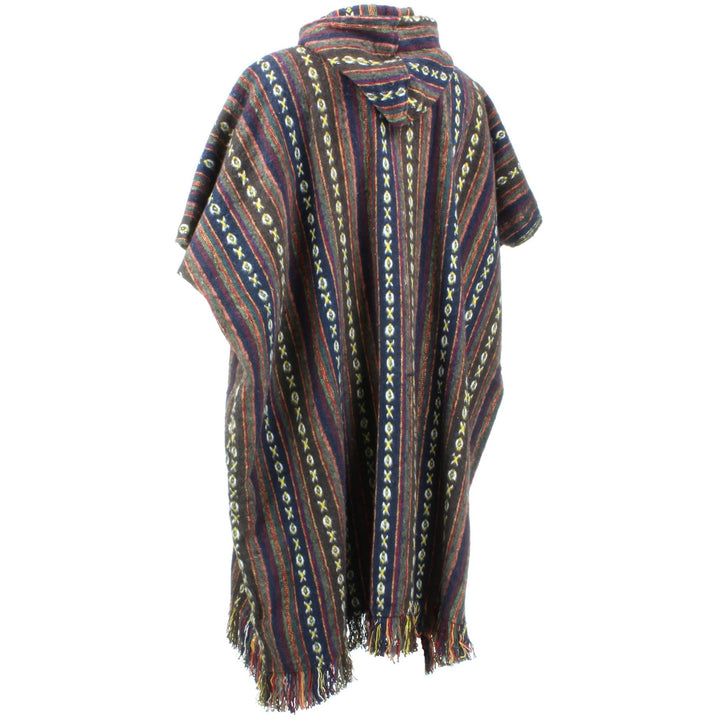 Brushed Cotton Long Hooded Poncho - Brown