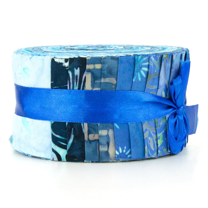 Cotton Batik Pre Cut Fabric Bundles - Jelly Roll - Azure Blue