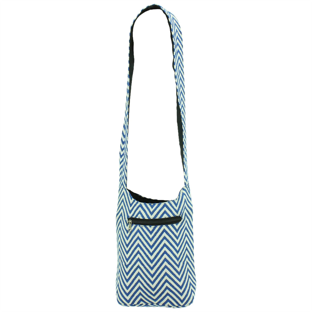Cotton Canvas Sling Shoulder Bag - ZigZag Blue