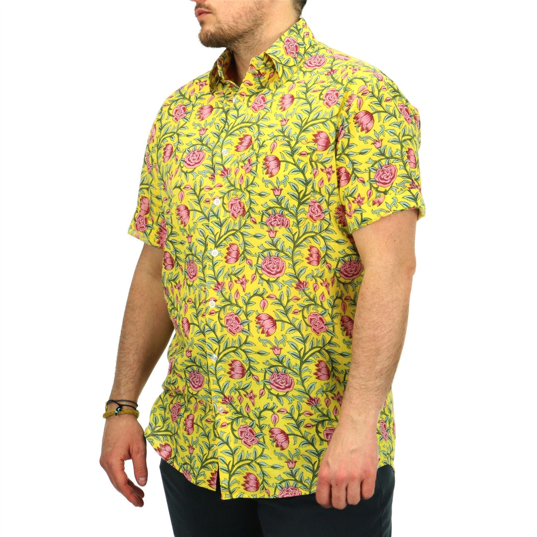 Regular Fit Short Sleeve Shirt - Golden Meadow Rose