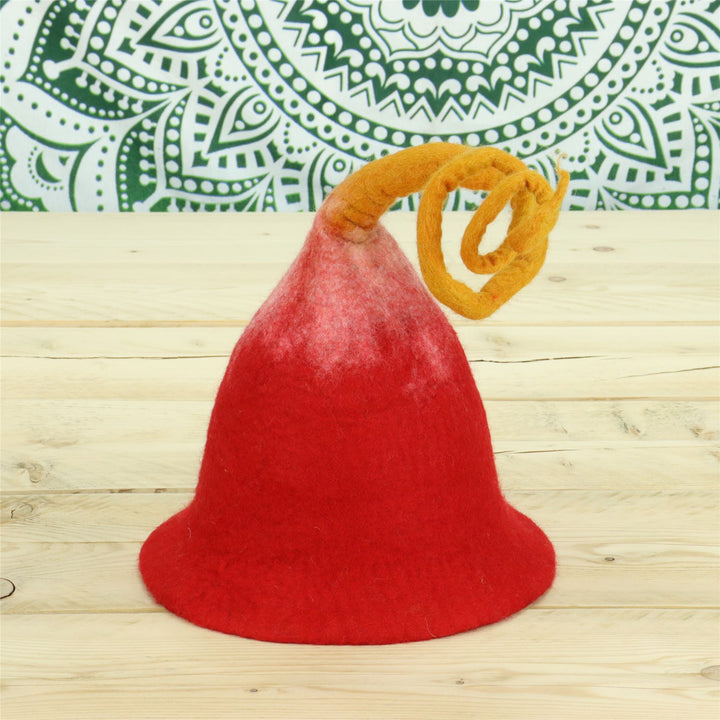 LoudElephant Handcrafted Wool Felt Hat from Nepal - Red Spiral