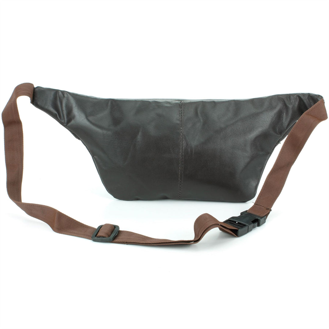 Real Leather Bum Bag Money Belt - Brown