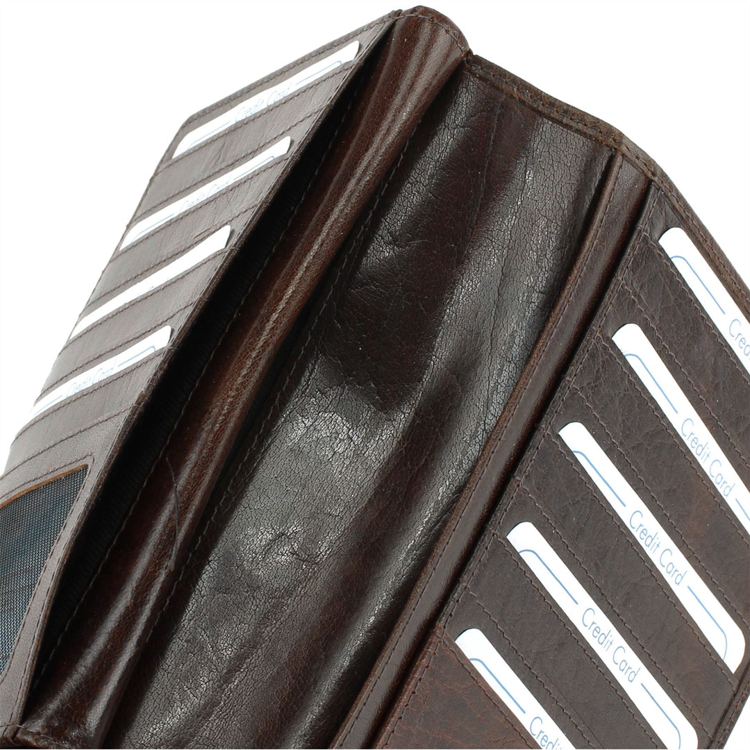 Real Leather Passport Wallet - Brown