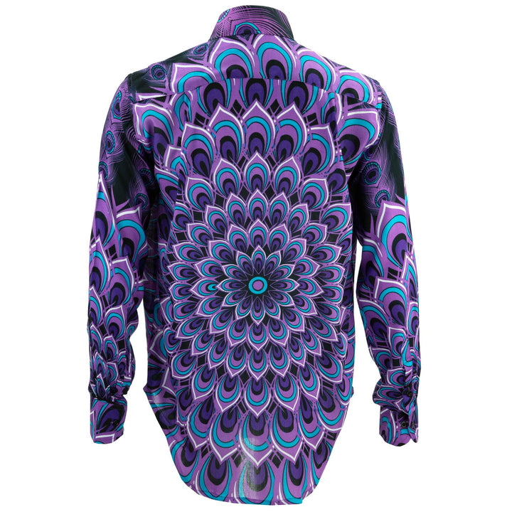 Regular Fit Long Sleeve Shirt - Peacock Mandala - Deep Purple