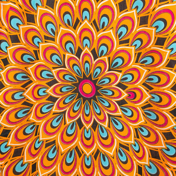 Regular Fit Short Sleeve Shirt - Peacock Mandala - Orange Blue