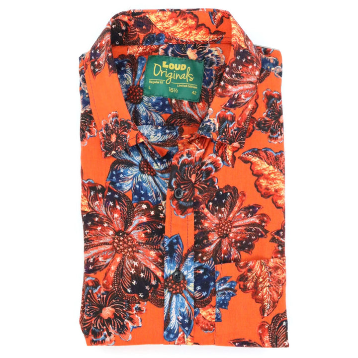 Regular Fit Short Sleeve Shirt - Burnt Orange Floral