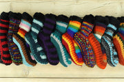 Hand Knitted Wool Slipper Socks - SD Light Blue Charcoal