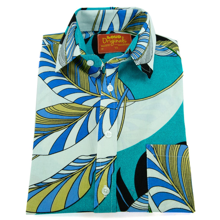 Regular Fit Short Sleeve Shirt - Exotic Vine - Turquoise