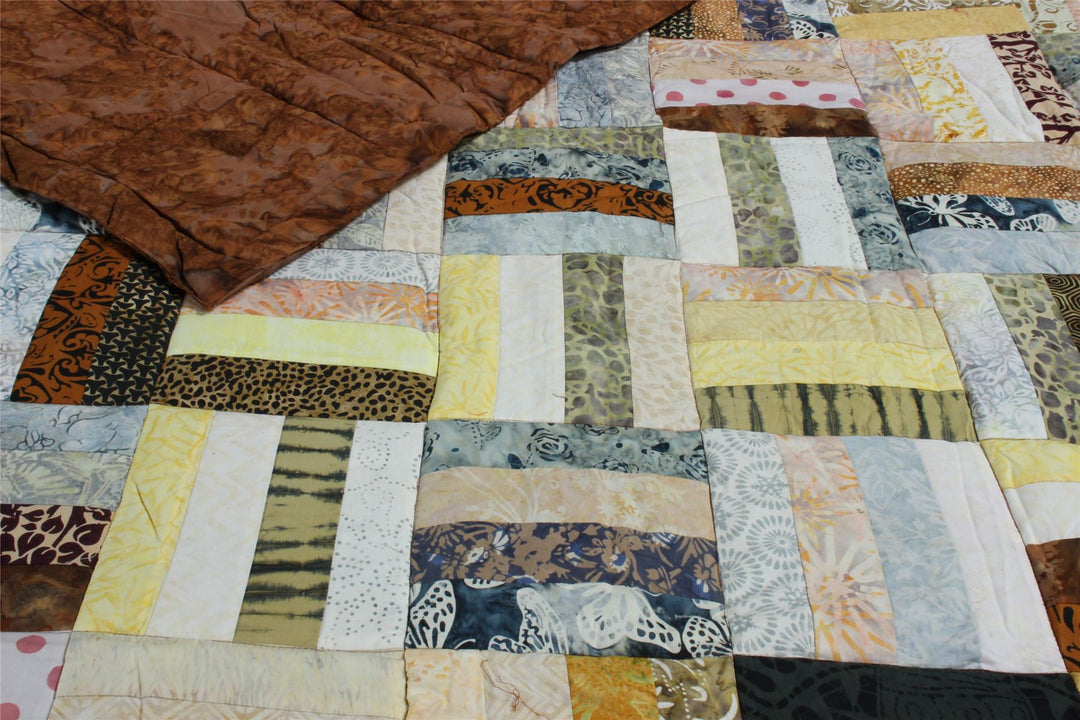 Handmade Quilted Patchwork Batik Printed Bedspread