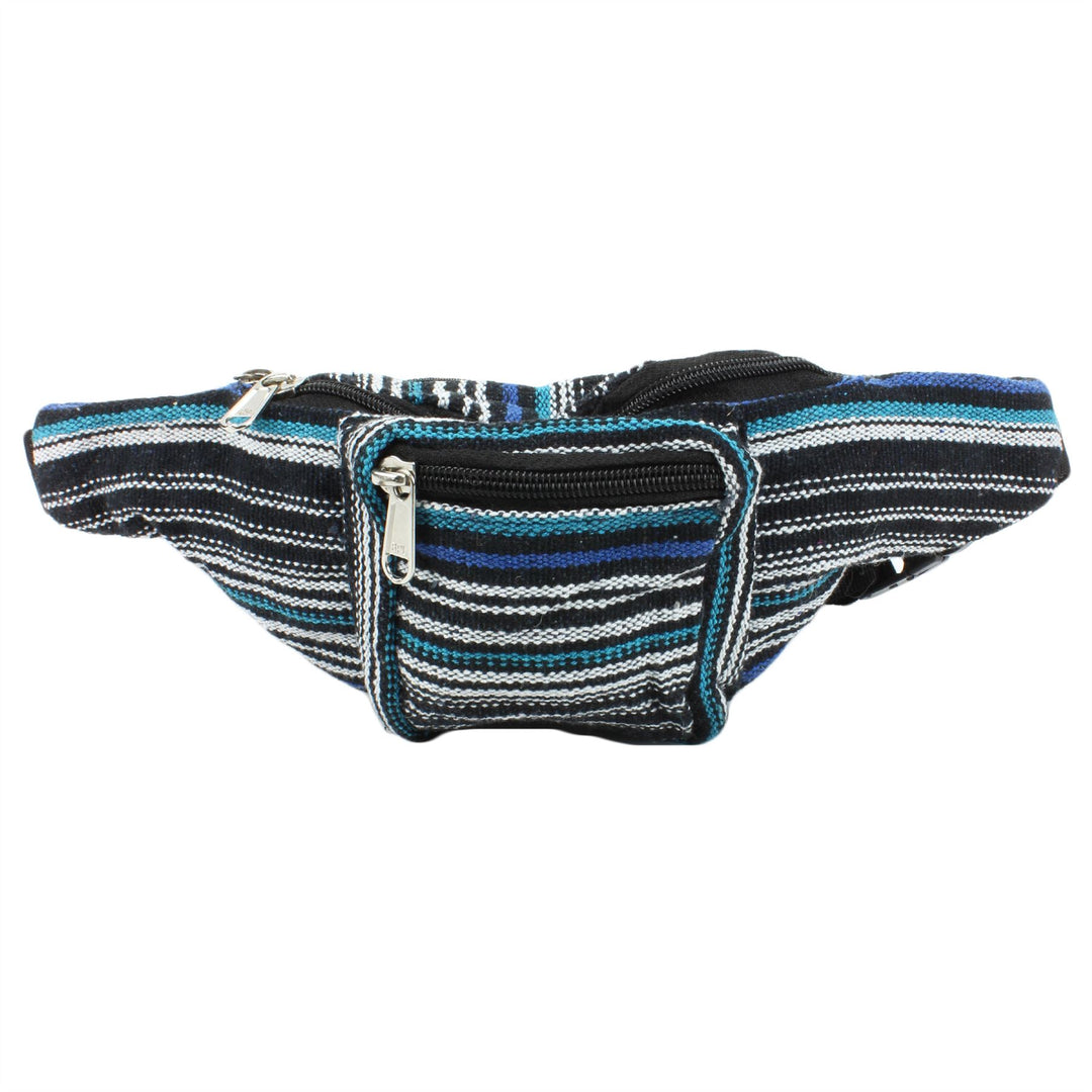 Canvas Bum Bag Money Belt Fanny Pack Blue & Black