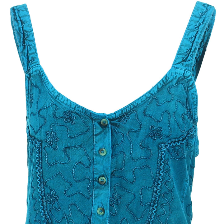 Strappy Mid Button Dress - Turquoise