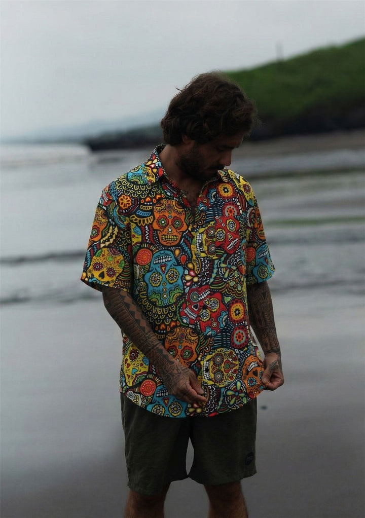 Regular Fit Short Sleeve Shirt - Mexican Calavera Skull