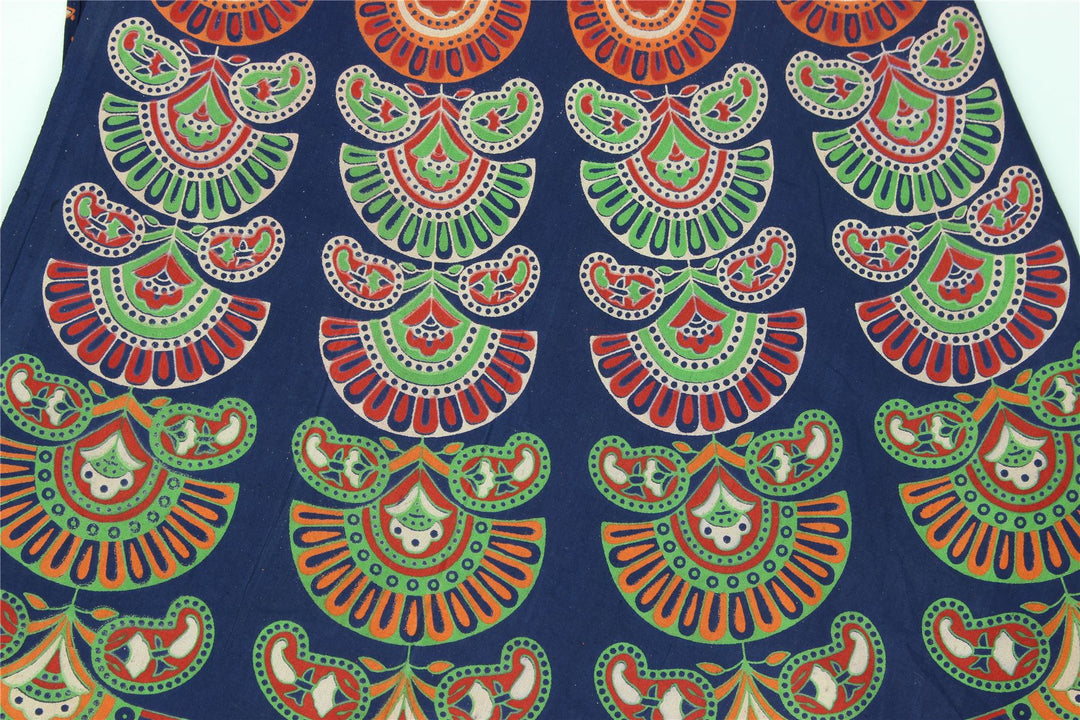 Block Print Mandala Maxi Wrap Skirt - Blue