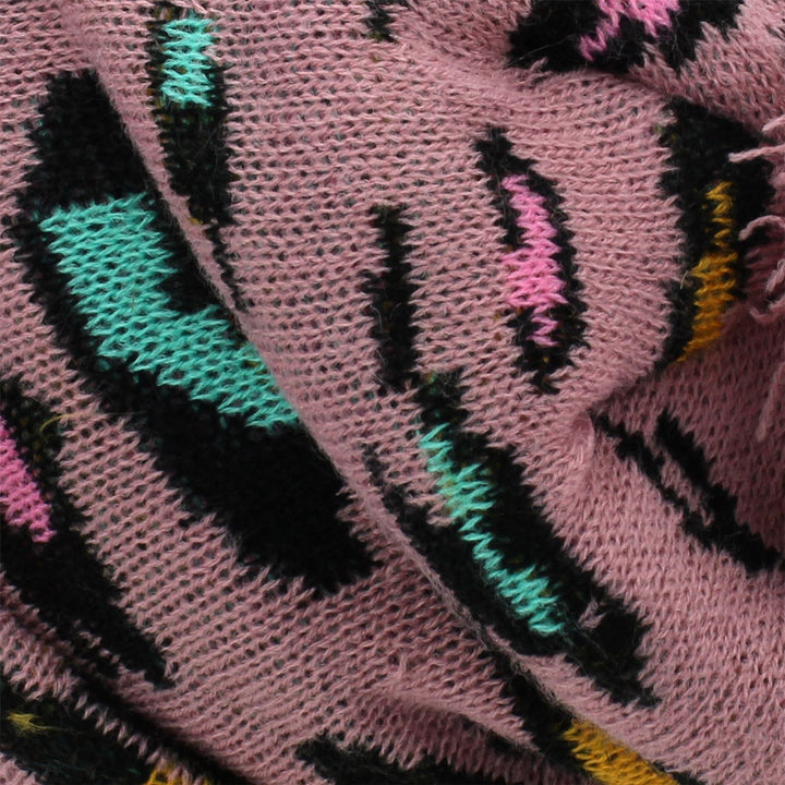 Leopard Print Beanie Hat with Matching Colour Bobble - Pink