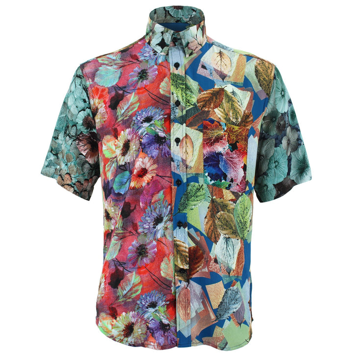 Regular Fit Short Sleeve Shirt - Random Mixed Panel - Floral
