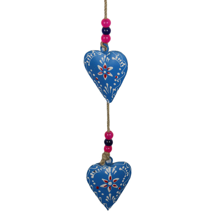 Hanging Mobile Decoration String of Hearts - Blue - Sand String