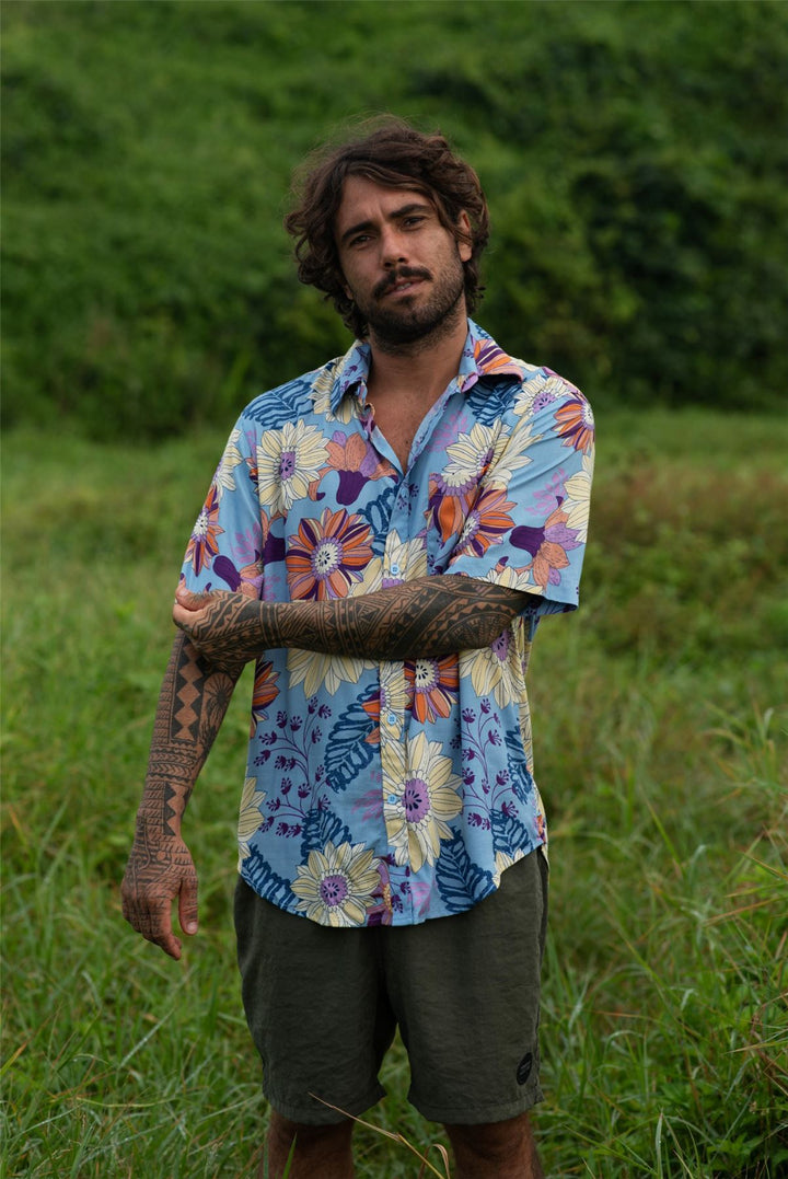 Regular Fit Short Sleeve Shirt - Pastel Botanica