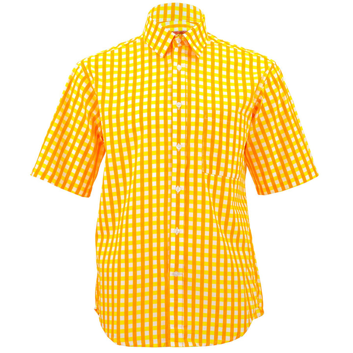 Regular Fit Short Sleeve Shirt - Gingham Check - Yellow
