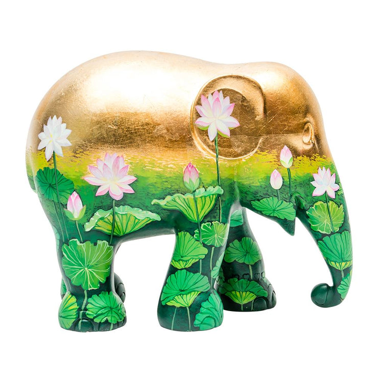 Limited Edition Replica Elephant - Golden Lotus