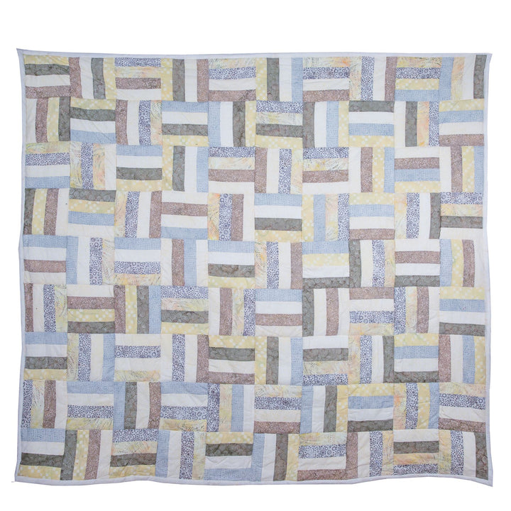Handmade Quilted Patchwork Batik Printed Bedspread - Ivory