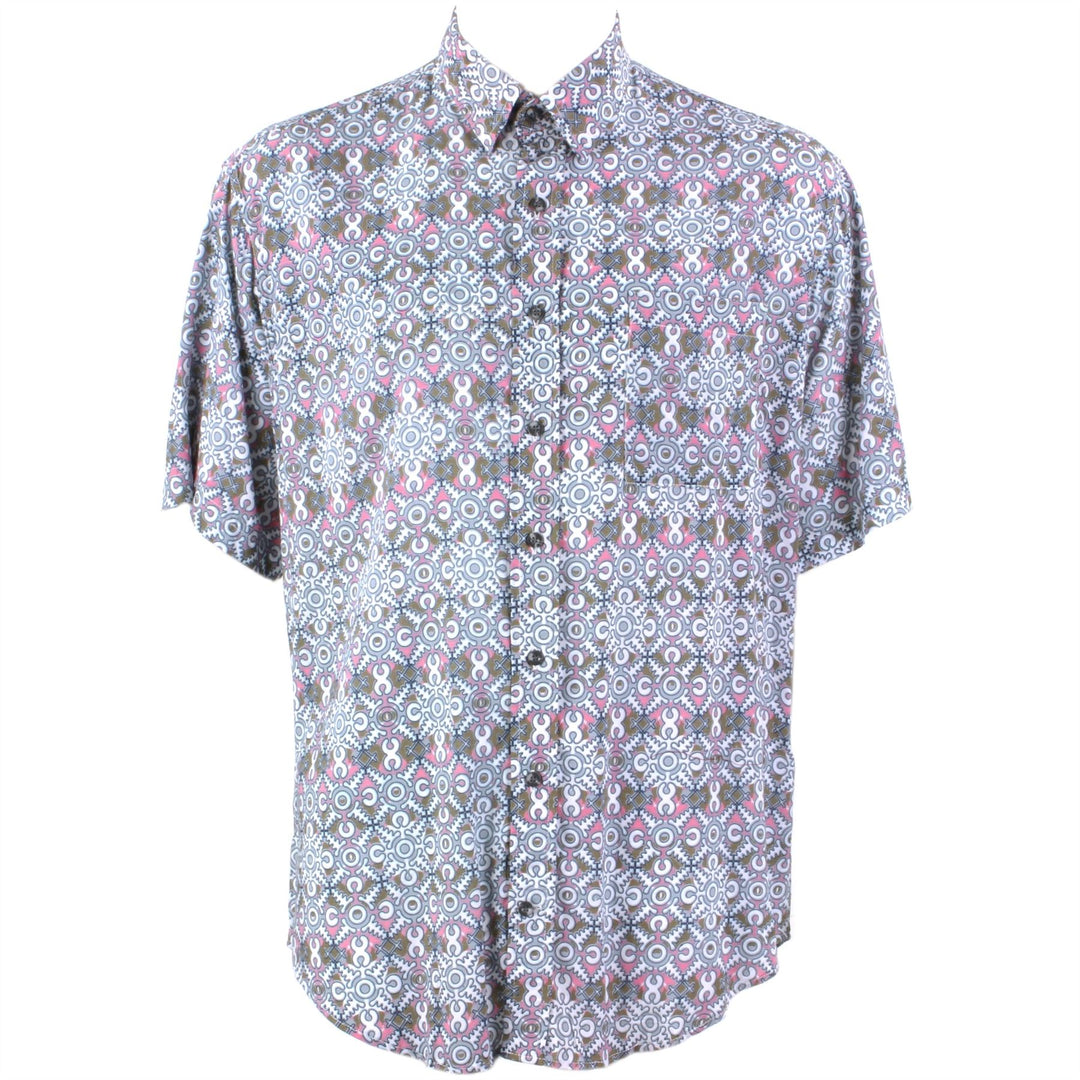 Regular Fit Short Sleeve Shirt - Pink Abstract