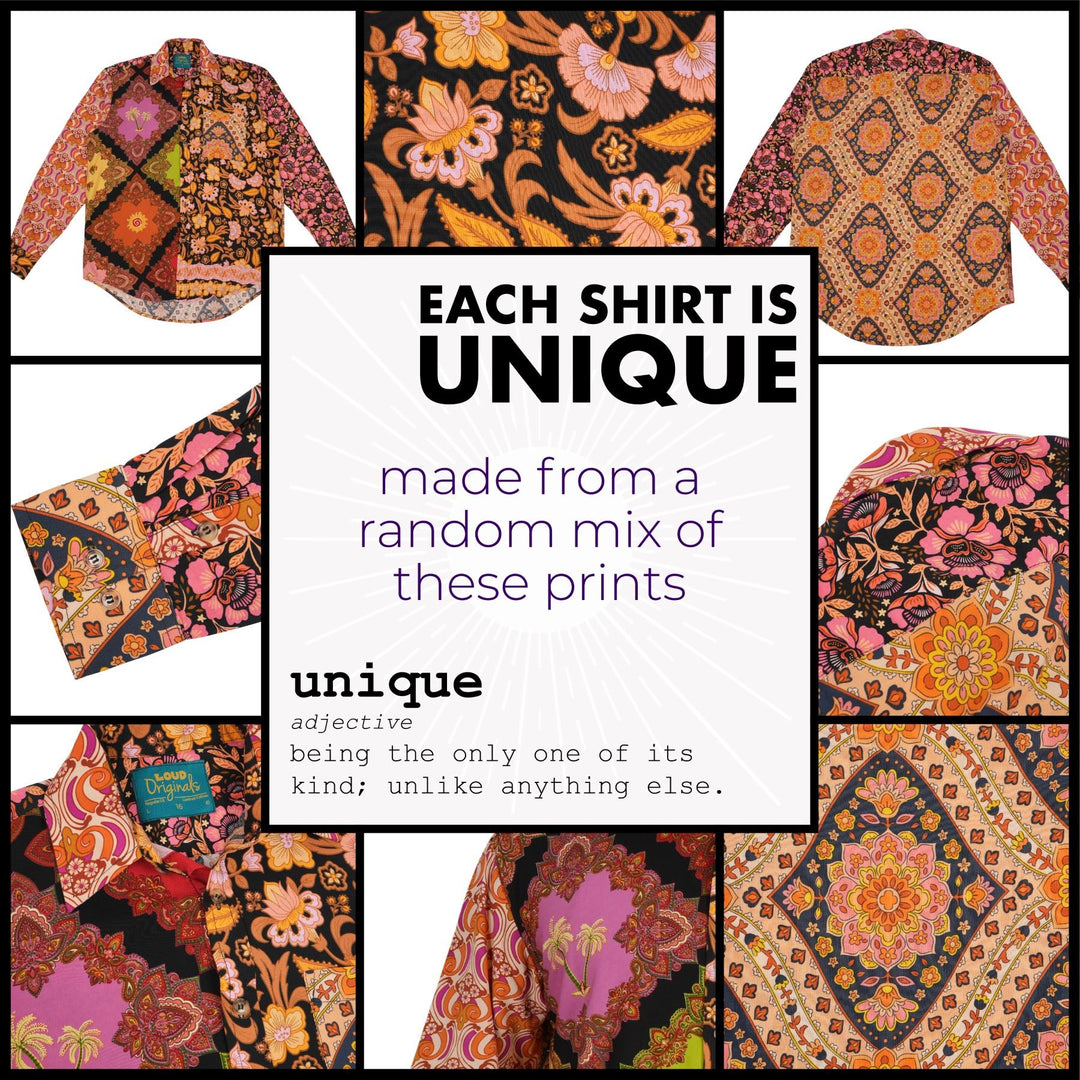 Regular Fit Long Sleeve Shirt - Random Mixed Panel Orange