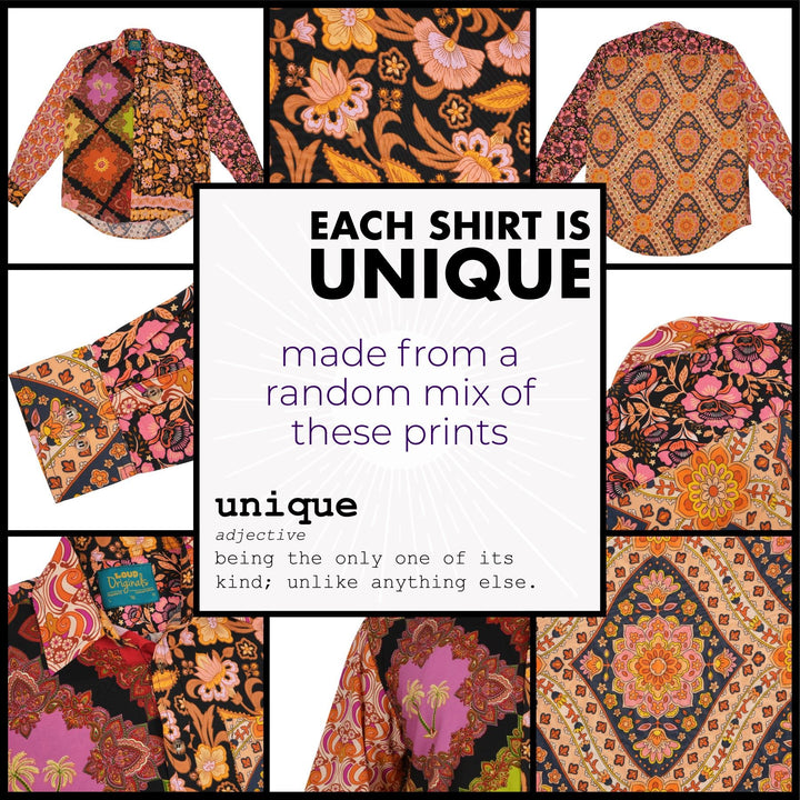 Regular Fit Long Sleeve Shirt - Random Mixed Panel Orange