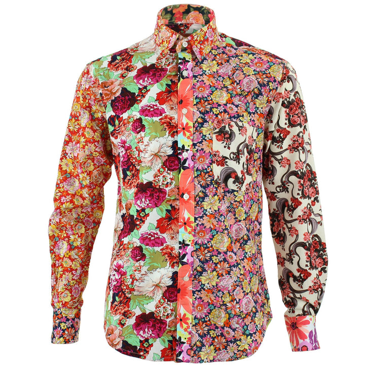 Regular Fit Long Sleeve Shirt - Random Mixed Panel - Floral