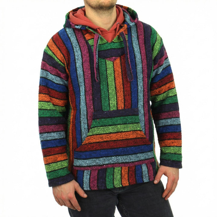 Recycled Mexican Baja Jerga Hoody - Rainbow