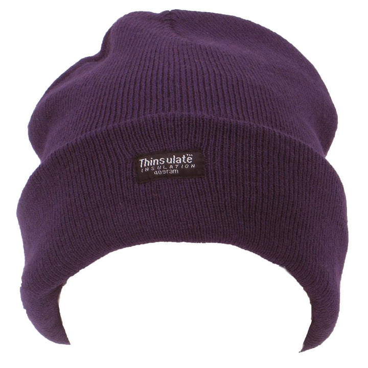 Fine Knit Beanie Hat - Purple