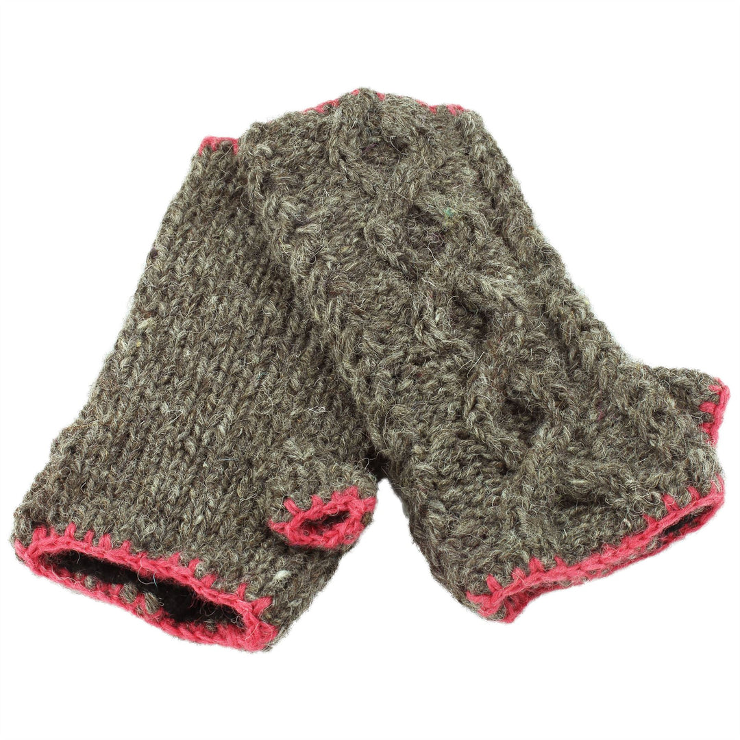 Wool Knit Arm Warmer - Cable - Oatmeal