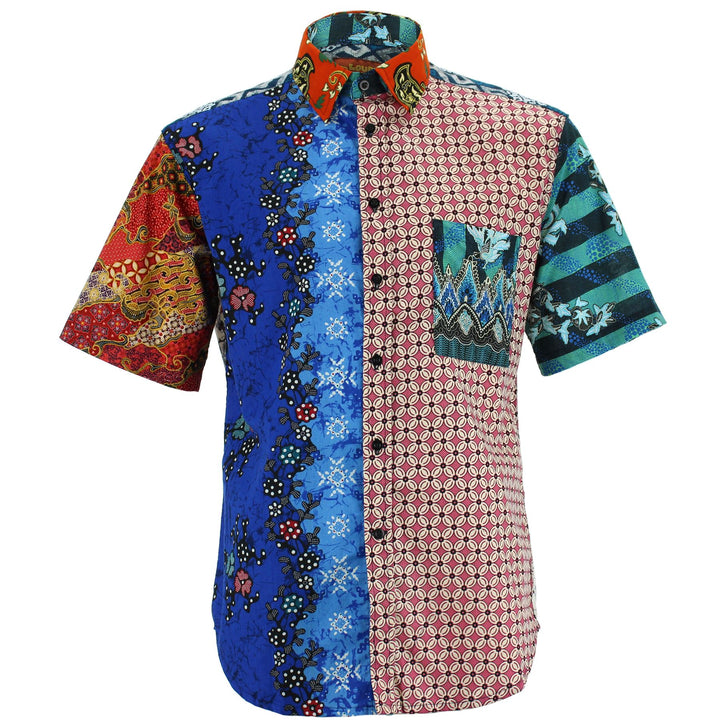 Regular Fit Short Sleeve Shirt - Random Mixed Panel - Traditional Batik